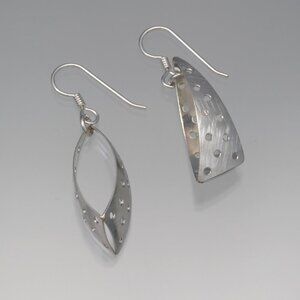 USA Handmade Sterling Silver Dangle‎ Earrings Geometric Contemporary Modernist